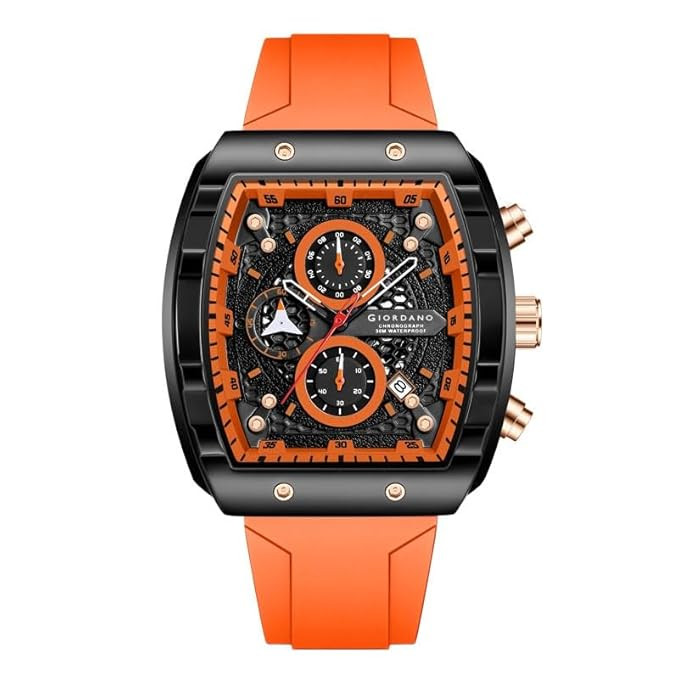 Square Dial Multifuncational Watch for Men with Stylish Design, Waterproof, Date Display & Silicone Strap