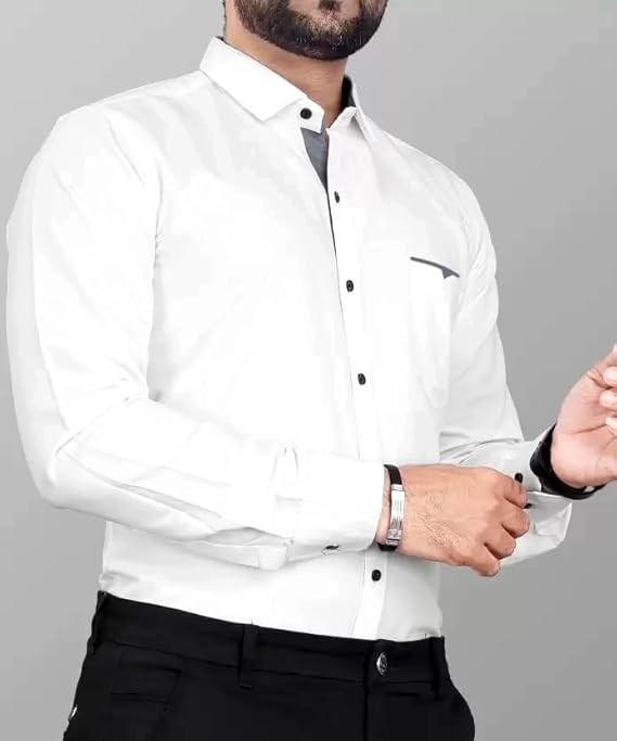 CB-COLEBROOK Men's Regular Fit Solid Soft Touch Cotton Casual Shirt with Pocket Design with Spread Collar & Full Sleeves (Available in Plus Size)