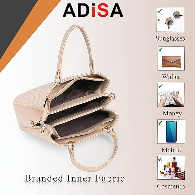 ADISA quilted handbag shoulder bag for women and girls with detachable sling belt (AD4077)