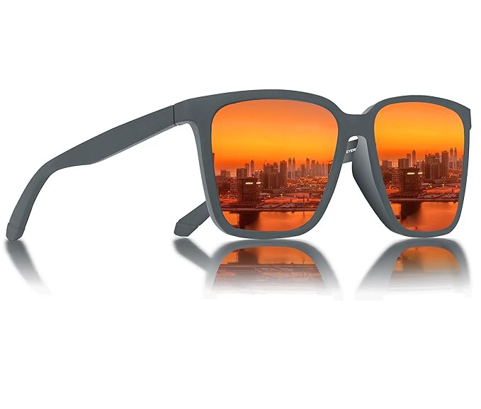 EFERMONE® Polarized Sunglasses for Men and Women 100% UV Protection Outdoor Travelling Sports Bikes Cars Driving and Hiking (Square | Medium)