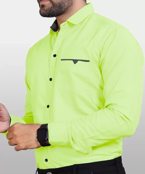 CB-COLEBROOK Men's Regular Fit Solid Soft Touch Cotton Casual Shirt with Pocket Design with Spread Collar & Full Sleeves (Available in Plus Size)