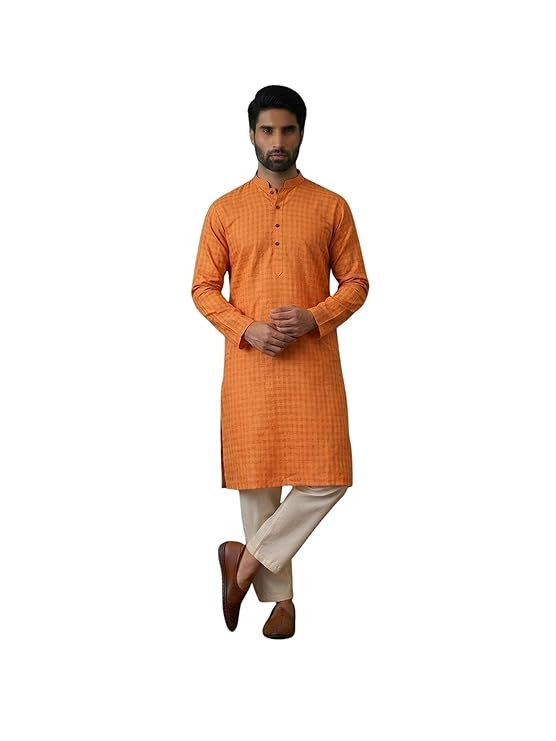 SOJANYA Pastel Green Cotton Blend Kurta with Contrast Button Detailing