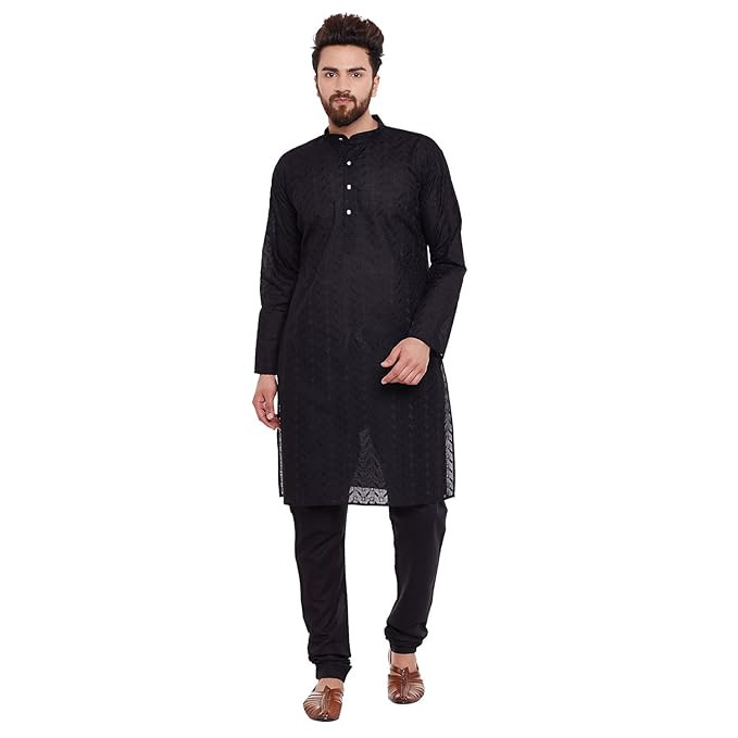 SOJANYA Pastel Green Cotton Blend Kurta with Contrast Button Detailing