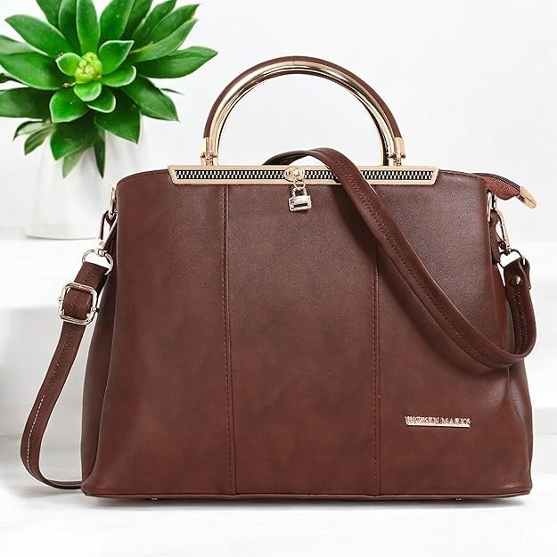 WOMEN MARKS Handbag and Shoulder Bag, Top Handle Satchel, and Spacious Zipper Compartment.