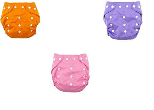 Chinmay Kids Combo of Reusable Baby Washable Cloth Diaper Nappies with Multi Layered Micro- Fibre Baby Insert Pads (Set of 2) (Assorted Colours) (Multi4)