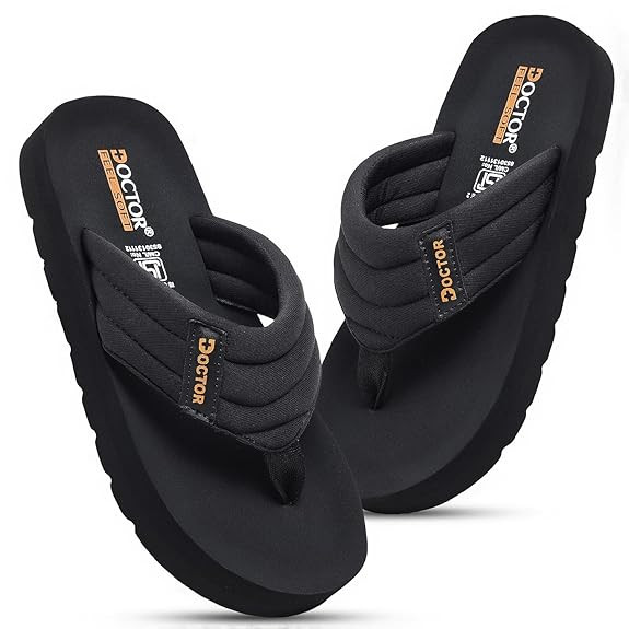 Cushioned Flip Flops for Men | Padded Fabric Strap Thong Slippers | Lightweight Anti-Slip EVA Sole Everyday Wear Footwear