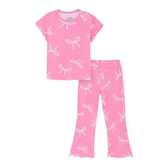 Nap Chief Girls Cotton Official Cartoon Characters and Printed Co ord Set, Tshirt & Flared Pant Set for Casual Wear
