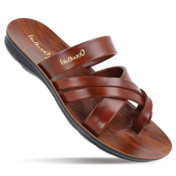WALKAROO Men's Fashion Sandals with Toe Ring, Cross Straps and Lightweight - W5687