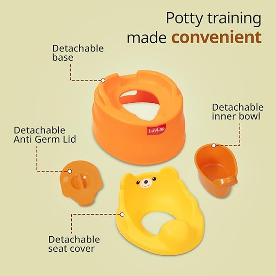 LuvLap Adaptable 2 in 1 Potty Training Seat for 1 + Year Child, Potty Trainer with DetachablePotty Bowl, Suitable for Potty Training of Boys & Girls (Orange & Yellow)