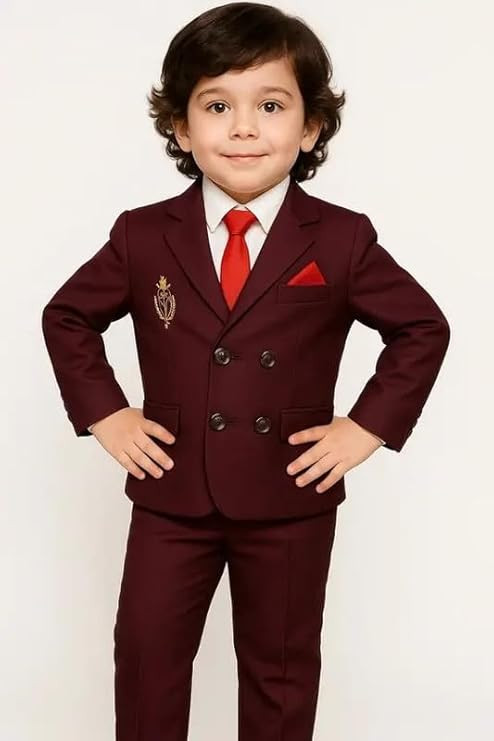 Kids Jacquard Floral Assemetric Traditional Outfit for Boy, Ethnic | Festival | Marriage Dresses for Boys - Regular Fit