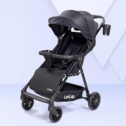LuvLap Comfy Baby Stroller, Pram for 0 to 3 Years, New Born/Toddler/Kid, 5 Point Safety Harness, 360 Swivel Wheel, Large Storage Basket, Easy Fold, Extendable Canopy, Adjustable Backrest