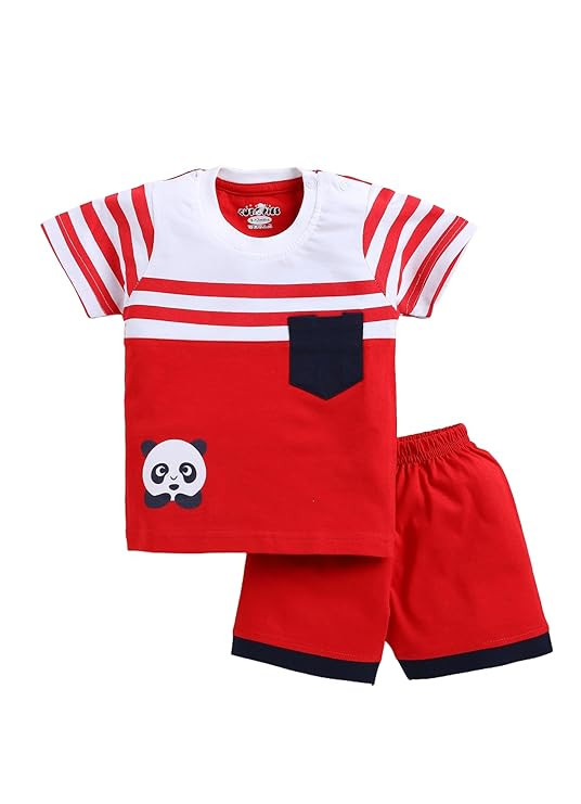 Boys & Girls 100% Pure Cotton Fanta Half Sleeve T-shirt and Shorts Set (Pack of 1) Baby Boys' Clothing Sets