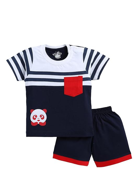 Boys & Girls 100% Pure Cotton Fanta Half Sleeve T-shirt and Shorts Set (Pack of 1) Baby Boys' Clothing Sets