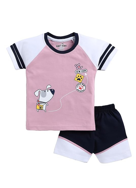 Boys & Girls 100% Pure Cotton Fanta Half Sleeve T-shirt and Shorts Set (Pack of 1) Baby Boys' Clothing Sets