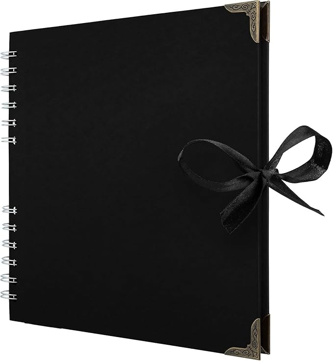 Store2508 Scrapbook Album 60 Pages (8 x 8 Inch) Thick 200gsm Kraft Paper, Photo Album Scrapbook, Memory Book - Ideal for Your Scrapbooking Albums Art & Craft Projects (Black)