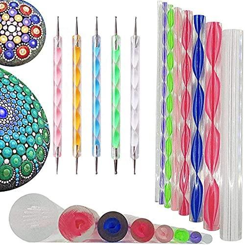 Levin THE NEXT LEVEL IN OFFICE STATIONERY Mandala Dotting Tools for Painting, Rock Paint Kits, Nail Art, Polymer Clay, DIY Supplies with Ball Stylus Pen, Metal Ball Tool - 13 Pieces (Multicolour)