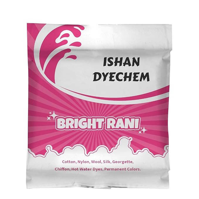 Bright Rani Hot Water Dye, Permanent Colors for Cotton, Nylon, Wool, Silk, Georgette, Chiffon