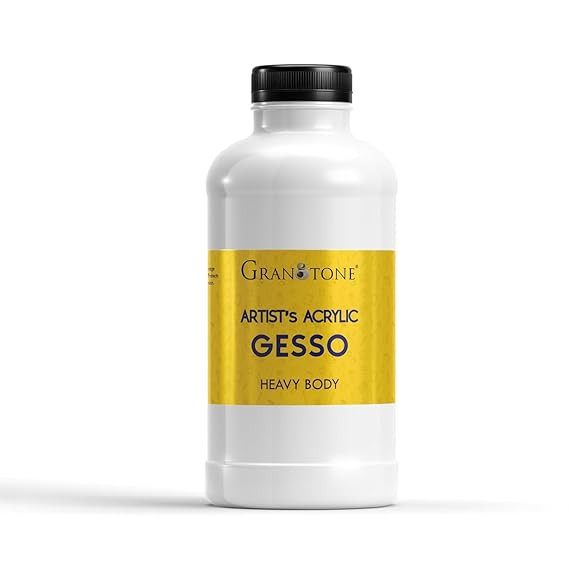 GRANOTONE Acrylic Gesso Water Base Non-Toxic Universal Gesso Primer to Apply as an Undercoat Before Painting for Extra Coverage Ideal for Pro Artist Hobby Painters & Kid (200 milliliters, White)