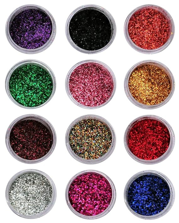 Sparkling Nail Art Glitter Powder Set 12 Pcs (Multicolor) (a10)