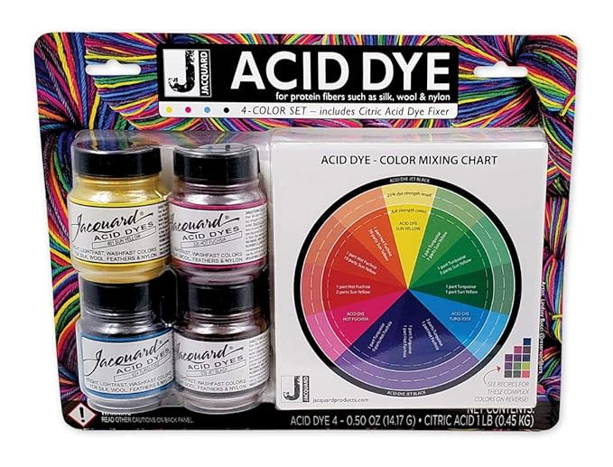 Jacquard Acid Dye 4 Colour Set with Citric Acid, Multicolour