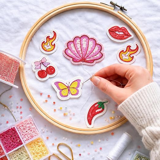 KNOT YOUR TYPE Bead Embroidery DIY Kit for Beginners | Hand Embroidery Kit with Beads, Hoop & Complete Stitching Materials | Creative Art & Craft Gift Set for Adults