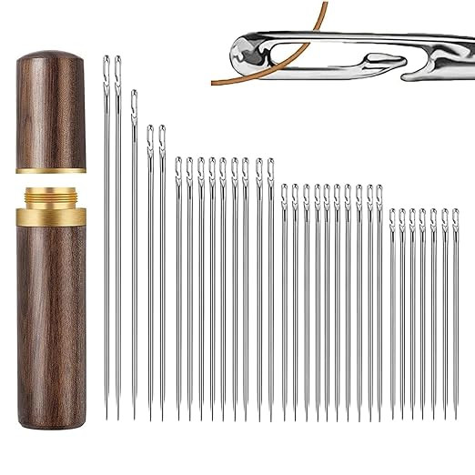 Gadget Deals 30pcs- self Threading Needles | Needle Set for Hand Sewing | Needle Set kit | Sewing Needle -use for Embroidery |Quilting Needle Self-Threading Quilting with Wooden Case