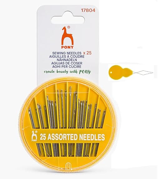 SSKR 25 Pcs Pony Hand Sewing Needle Compact with Threader for Knitting Purpose - Pack of 1