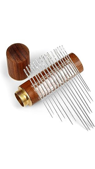 Kamz Self-Threading Quilting Needles Set, 30 Pieces, Wooden Storage Case, Hand Sewing and Embroidery