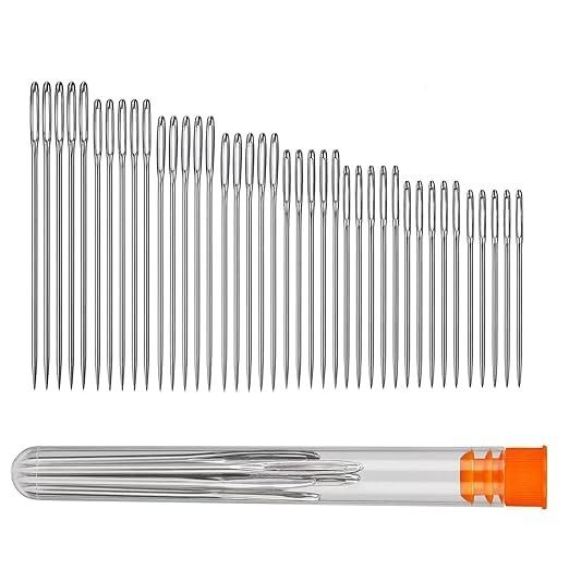 ZIVIK 40 Pcs Hand Sewing Needles Set with Plastic Case | 8 Sizes Big Eye Stainless Steel Sharp Needles for Tailoring Embroidery Quilting and Clothes Repair Work (Large Eye Hand Sewing Needles-40 Pcs)