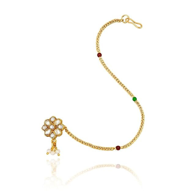 Designer Floral Kundan Artificial Stone Nose Ring