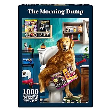 Gouda Games Jigsaw Puzzle 1000 Pieces - The Morning Dump, Fun for Families, Friends, Puzzle Enthusiasts, Game Nights, Includes Sorting Trays, Gifts for Dog Lovers Ages 15+, Finished Size 27.5” x 19.5"