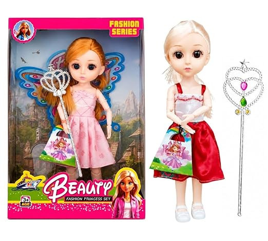 BKDT Marketing Princess Doll for Girls with Magic Wand & Gift Bag | Cute Fashion Doll Toy for Kids | Role Play | Birthday Gift Toy for Age 3 4 5 6 7 Years