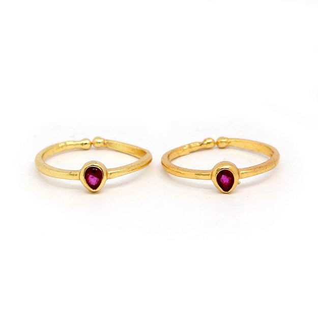 Gold Plated Bridal Jewellery of Traditional Ethnic Adjustable Toe Rings for Girls and Women (PEP-478)
