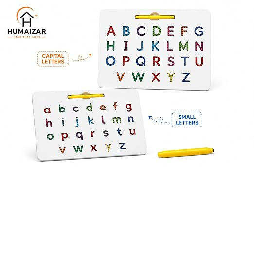 HUMAIZAR Magnetic Alphabet Tracing Board, Double-Sided 2-in-1 Learning & Writing Board, STEM Toy for Toddlers, Letter & Number Tracing Board with Magnet & Stylus Pen, Montessori Educational Toy