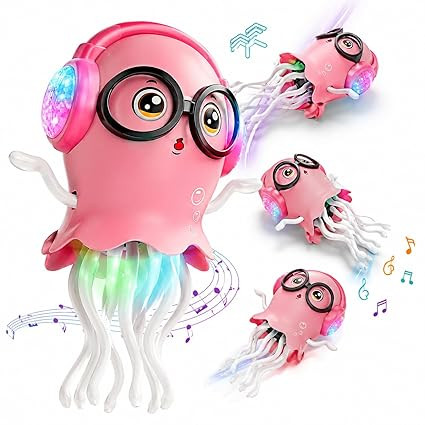 TASMAX Dancing Jellyfish Toy for Kids, Dancing Toy, Jelly Fish Toy, Moving Toys for Babies 6-12 Months, Musical Toy with Lights, Crawling Toy, Sensory 360 Degree Rotating Tentacles Multicolor
