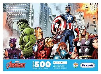 Frank Marvel Avengers 500 Piece Jigsaw Puzzle for Adults & Kids Above 10 Years | Realistic illustraions Fun & Challenging Educational Toys | Brain Booster Puzzle Games for Focus & Memory