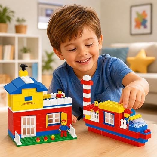 Fair Building and Construction Brick Blocks, 200 Pcs, STEM Set for Boys and Girls, Plastic, Multi Colour, Ages 4 Years and Above
