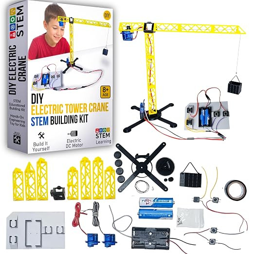 DIY Electric Tower Crane STEM Kit – Motorized Construction Toy with Easy Assembly