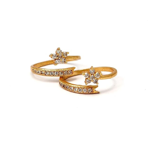 Gold Plated Bridal Jewellery of Traditional Ethnic Adjustable Toe Rings for Girls and Women.