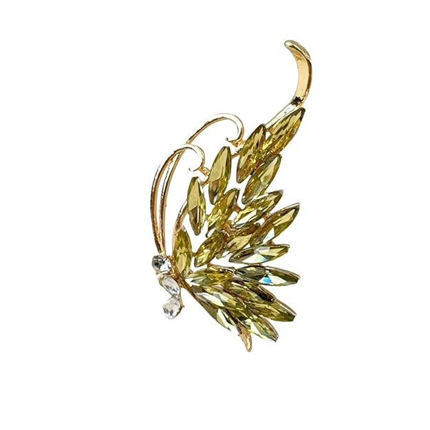 Brooch Pin for Women, Elegant Butterfly Design Saree Pin for Pleats, Silver Purple Crystal Semi-Butterfly Brooch, Versatile for Shirts, Dresses and Hijab