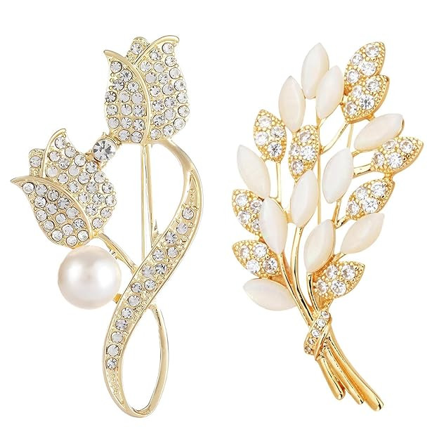 Enamel Rose Flower Brooch Pin for Women Girls Gold Plated Elegant Crystal Red Creative 3D Saree Pins Floral Dainty Dress Suit Accessories Holiday Christmas Birthday Jewelry