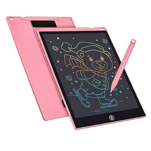 LCD Writing Tablet 12 Inch, Erasable Doodle Board Writing Board for Kids, Colorful Drawing Tablet Handwriting Sketch Pad Learning Toy, Christmas Birthday Gift for Boys Girls 3+ (Pink)