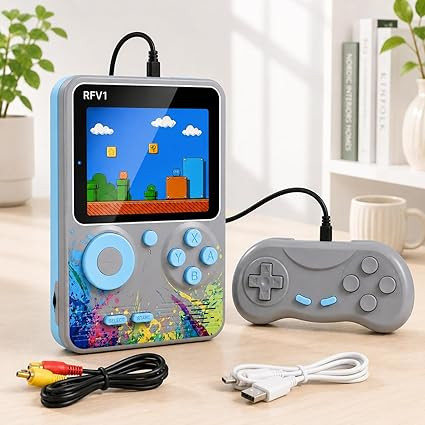 Kids G5 500 in 1 Retro Game Console Handheld | Portable Classic Video Game Box with Gamepad, 2 Player Support, TV Output, Rechargeable Battery, Pocket Size Gaming Device for Travel & Home