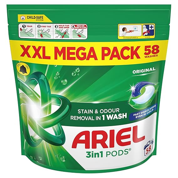 Ariel All-In-1 Pod's Washing Detergent Capsules 58 Washes Regular