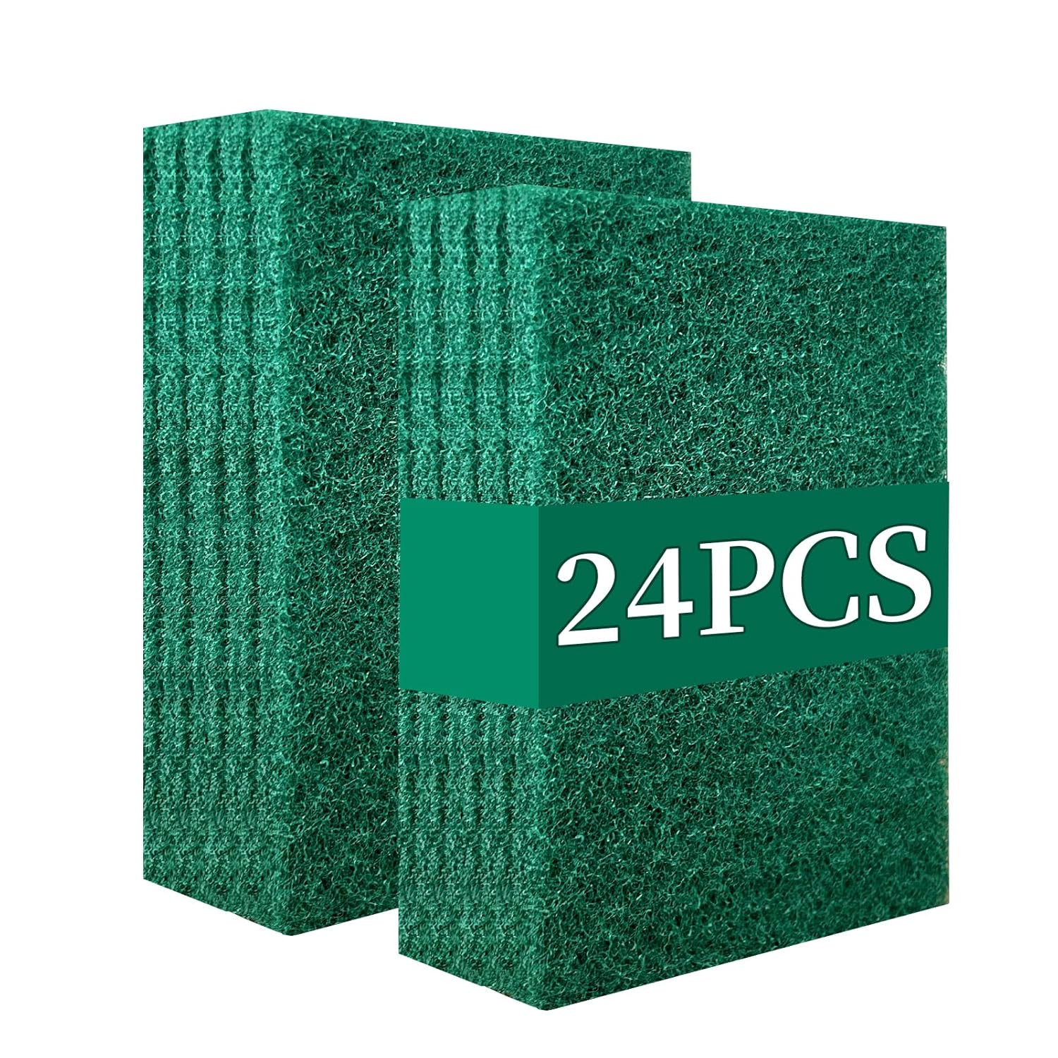 Heavy Duty Scour Pads Sponge Dish Scrubber Non-Scratch Green Reusable Household Scrub Pads for Kitchen and Dish Cleaning Tool (12Pcs)