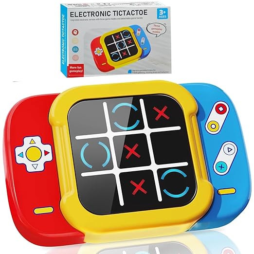 OPINA Electronic Tic Tac Toe Game for Kids - Educational Puzzle Toy with Lights and Sound - Learning Strategy Game for Boys and Girls 3+ Years - Smart Brain Development Interactive Game (Multicolor)
