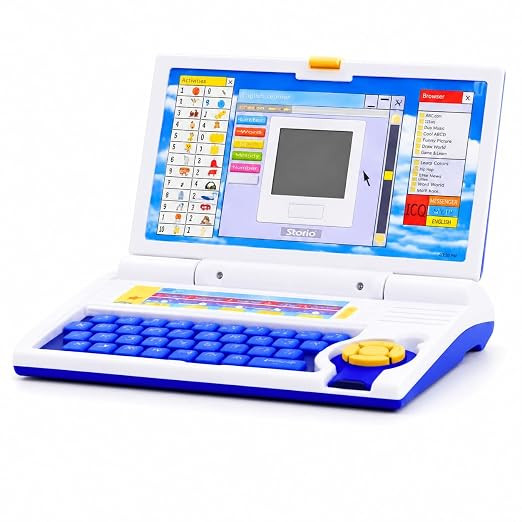 Storio Educational Laptop Computer Toy with Mouse | 1 Year Extended Warranty | Kids Above 3 Years | 20 Fun Activity Learning | Learn Letter Words Games Mathematics Music Logic Memory Tool | Blue