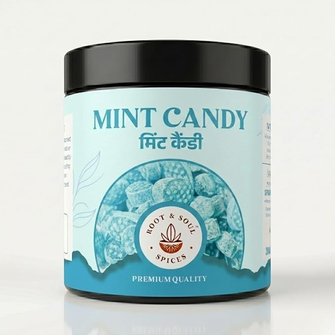 Root & Soul Spices Mint Mouth Freshener | Refreshing Mint Tablets | Cool Breath Freshener Candy | After Meal Digestive Candy | Peppermint Flavored Mouth Freshener | Premium Quality | 300g Jar
