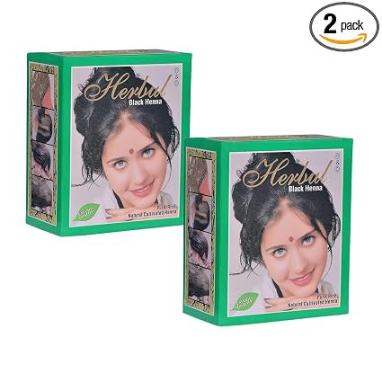 Black Henna Powder for HairPack of 2 Natural, Rich Black Color (Mehndi), Ammonia-Free, Nourishes & Strengthens Hair, Easy to Use Multi-Pack