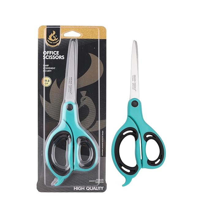 GOLDEN PHOENIX Stainless Steel Scissors with Comfort Grip – Sharp, Durable Blades for Precision Cutting | Multipurpose for Office, Home, Kitchen & Crafts (GPT-1137 | Green)